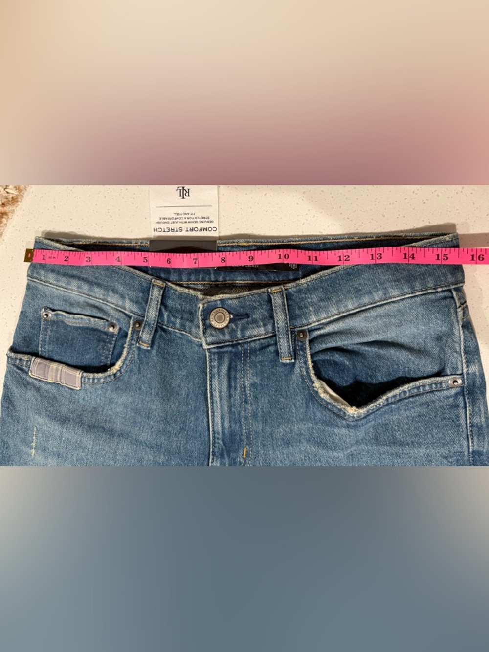 Ralph Lauren Blue Patchwork Straight Leg Jeans NWT Size 2 - Picture 7 of 9